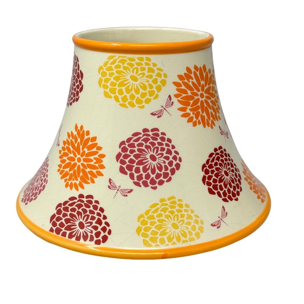 Yankee Candle Topper Shade Ceramic Mums Dragonfly Orange Pink Yellow Floral